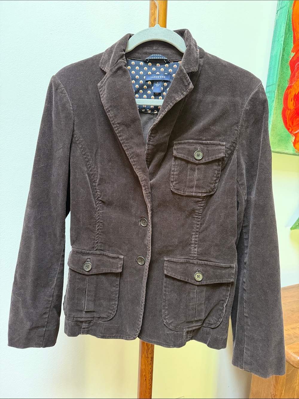 Lands' End Dark Brown Corduroy Blazer Jacket 8